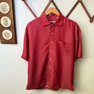 Batik Bay Red Button Up Cutaway Collar Shirt